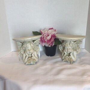 Angel Wall Shelves in vintage antique white 2 shelves Victorian style